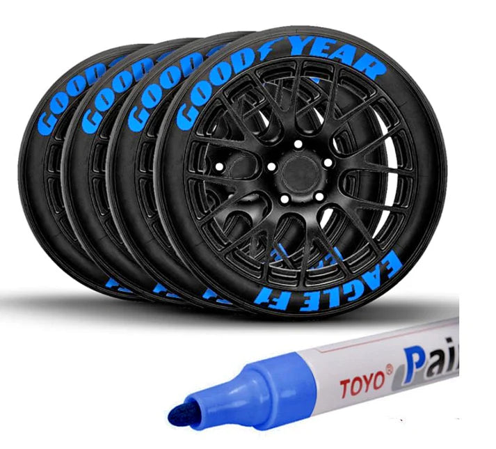 6-PACK BLUE Tire Lettering Paint Marker Pen, Waterproof Permanent Automotive Paint Tires 6BLUE