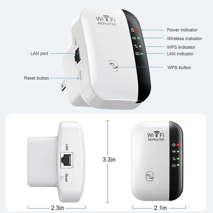 WiFi Extender Signal Booster Up to 5000sq.ft and 50 Devices, WiFi Range Extender, Wireless Internet Repeater, Long Range Amplifier with Ethernet Port